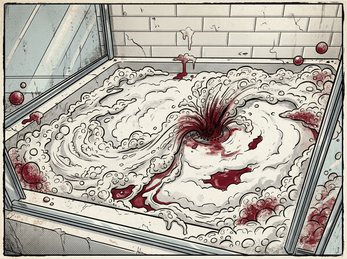 White shower base with metal drain and glass door enclosure